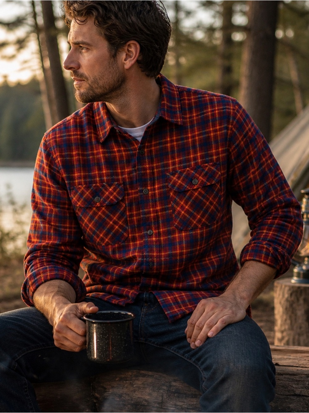 Duluth Trading Co Plaid Flannel Shirt Men’s Medium Button Front